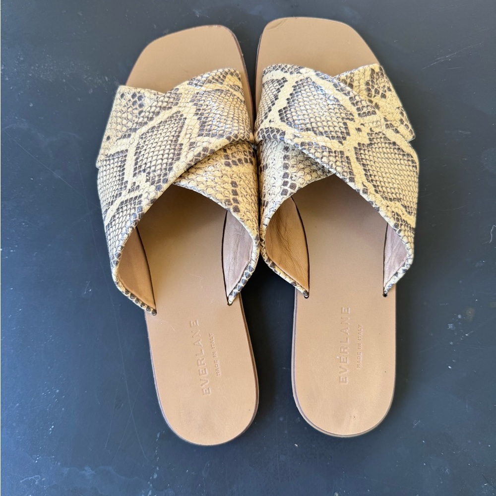 EVERLANE The Day Crossover Snake Print Sandals SZ 9 - Picture 2 of 7